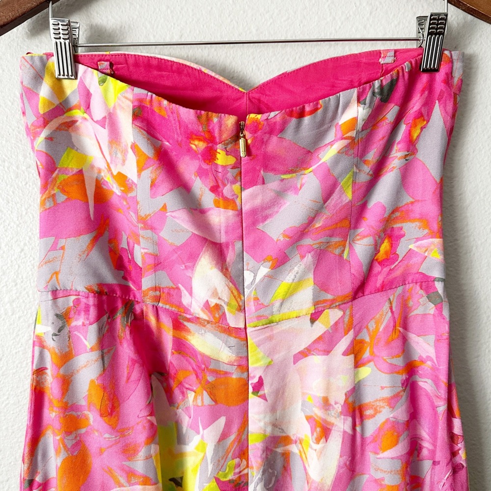 Trina Turk Marcel Pink Floral Strapless Romper Sweetheart Neckline Womens Size 6 - Picture 6 of 14